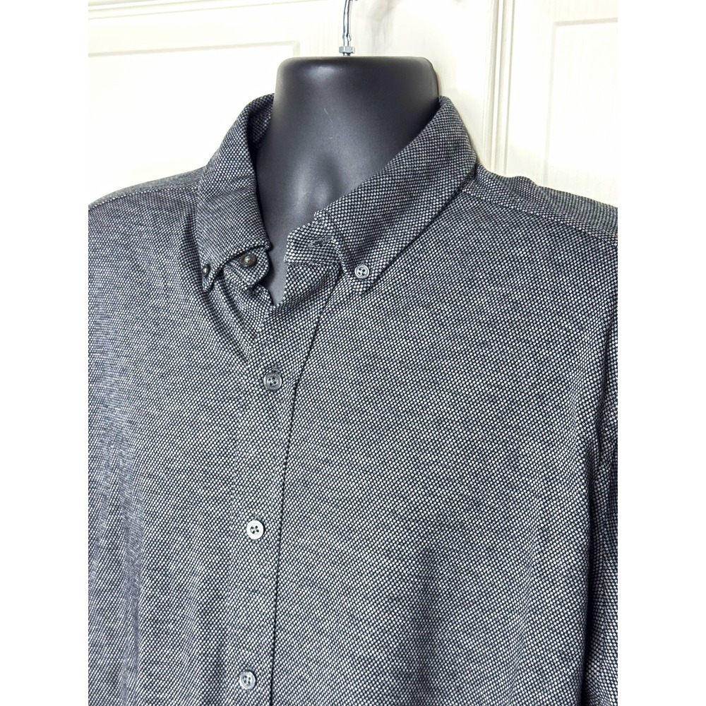Daniel Cremieux Men's XL Gray Microprint Cotton Knit Button Down Shirt Long Slv
